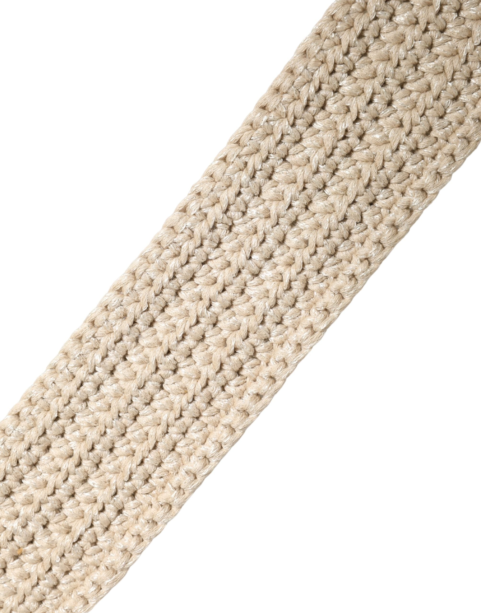 Ermanno Scervino Beige Woven Vintage Belt with Metal Buckle