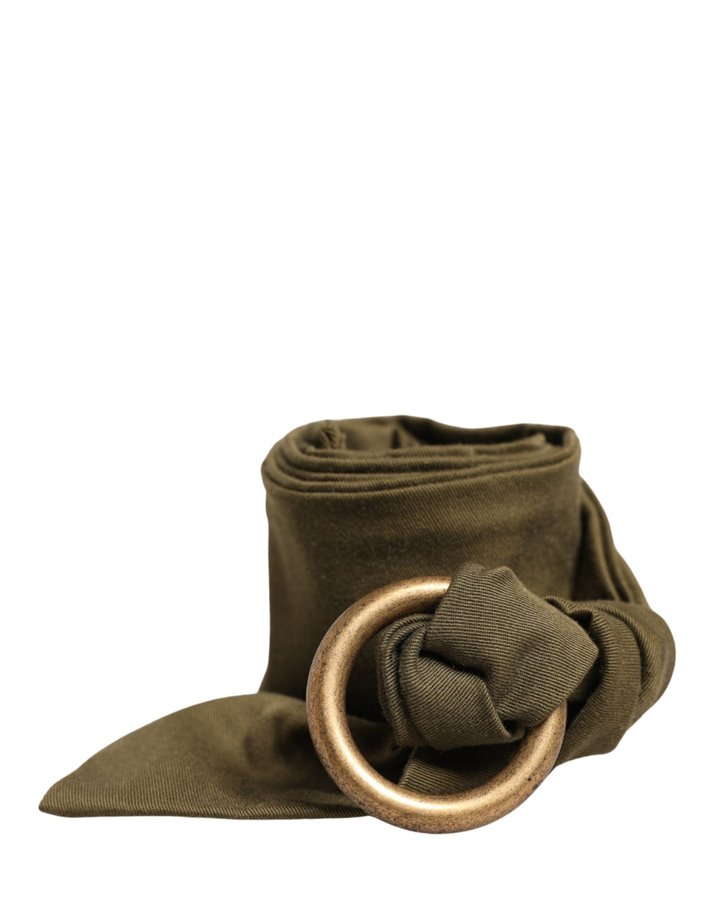 Ermanno Scervino Army Green Cotton Belt with Round Buckle Fastening