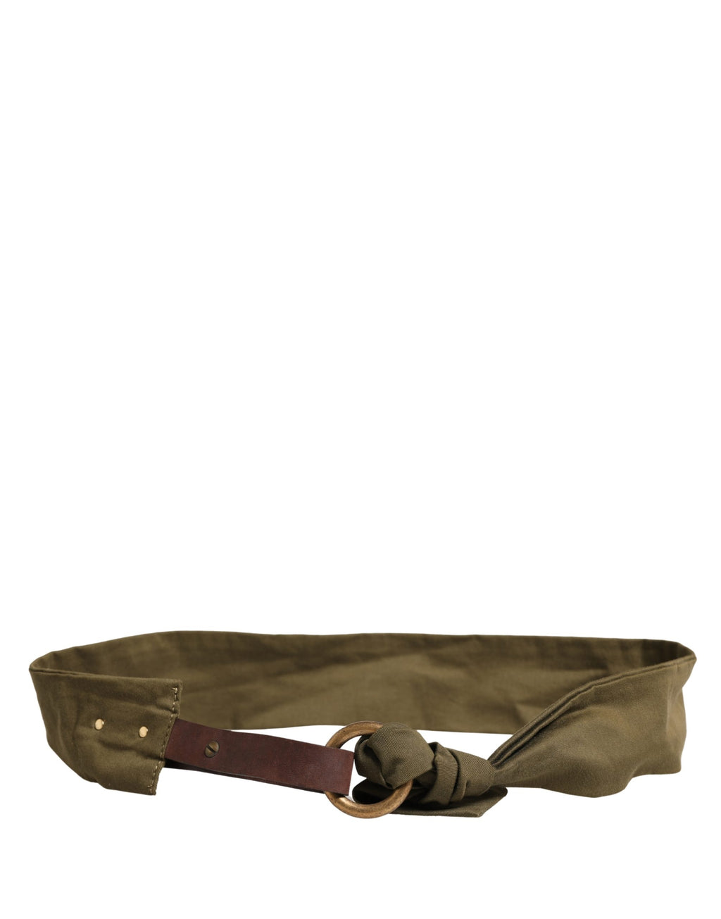Ermanno Scervino Army Green Cotton Belt with Round Buckle Fastening