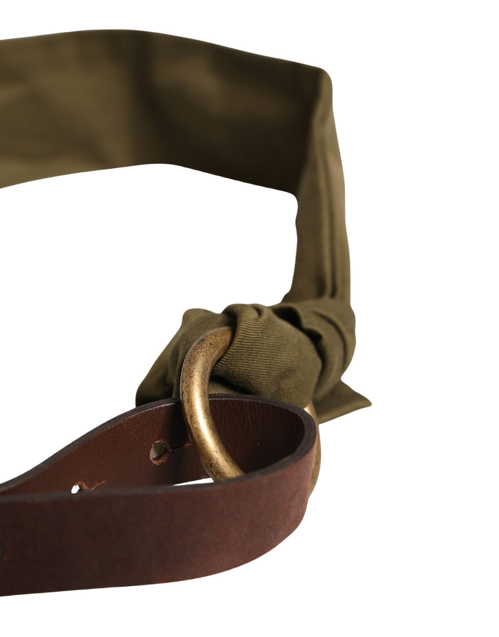 Ermanno Scervino Army Green Cotton Belt with Round Buckle Fastening