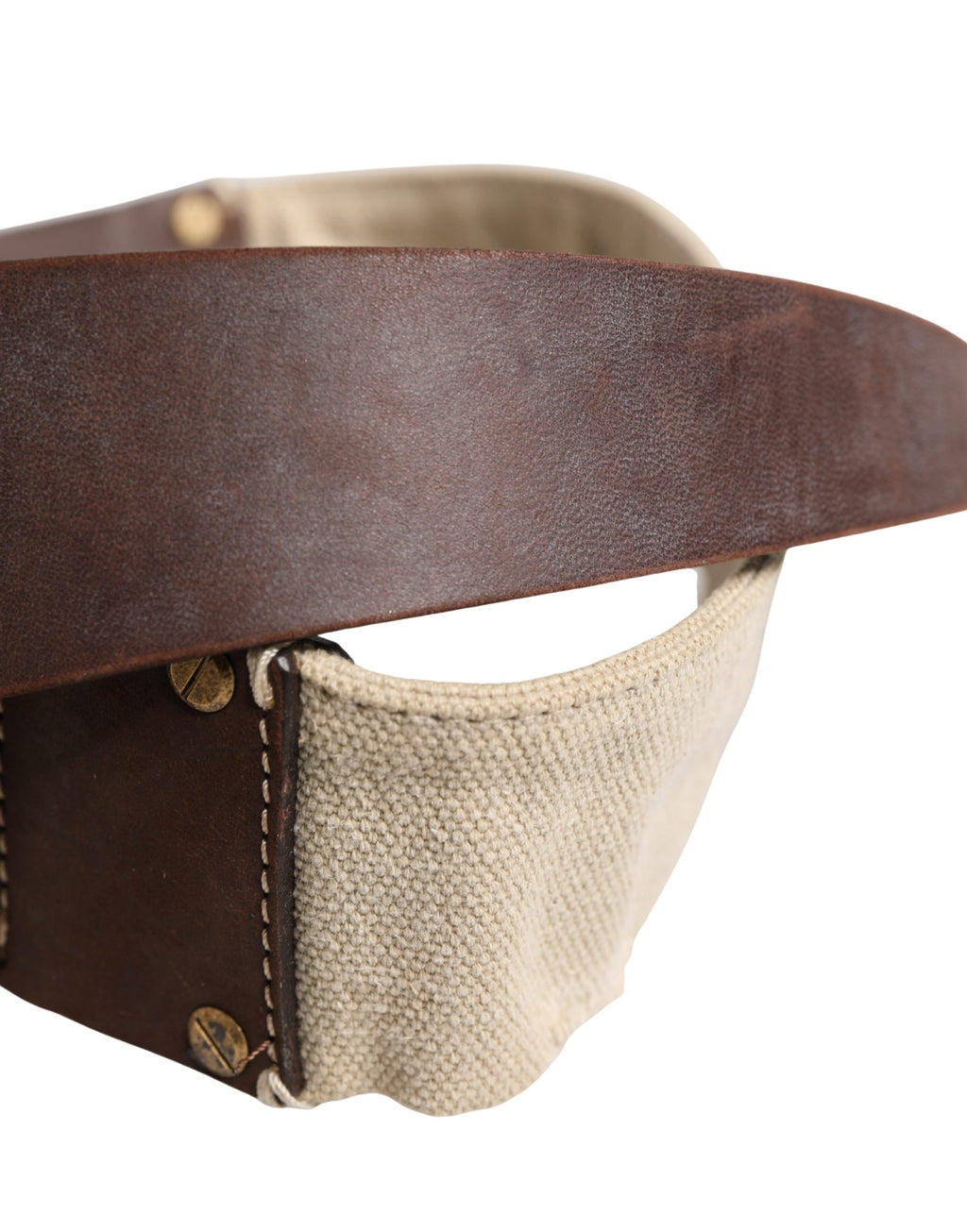 Ermanno Scervino Beige-brauner Leder-Canvas-Gürtel mit Metallschnalle