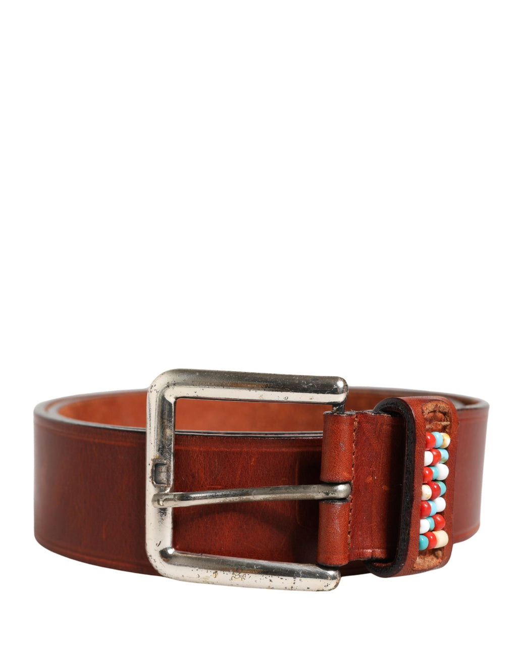 GF Ferre Bordeaux Wide Waist Leather Belt with Gold and Silver Buckle