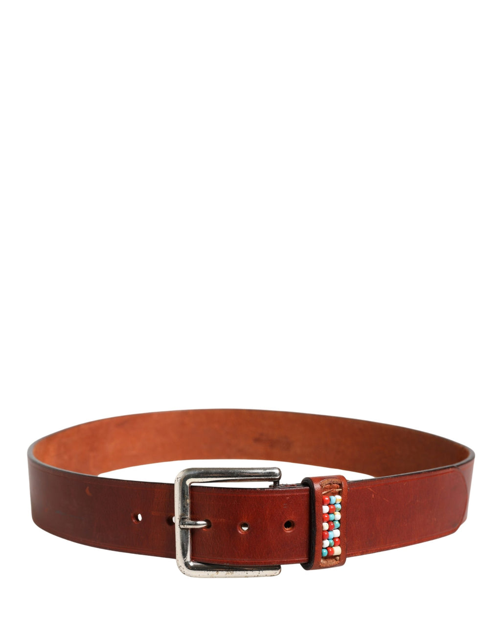 GF Ferre Bordeaux Wide Waist Leather Belt with Gold and Silver Buckle