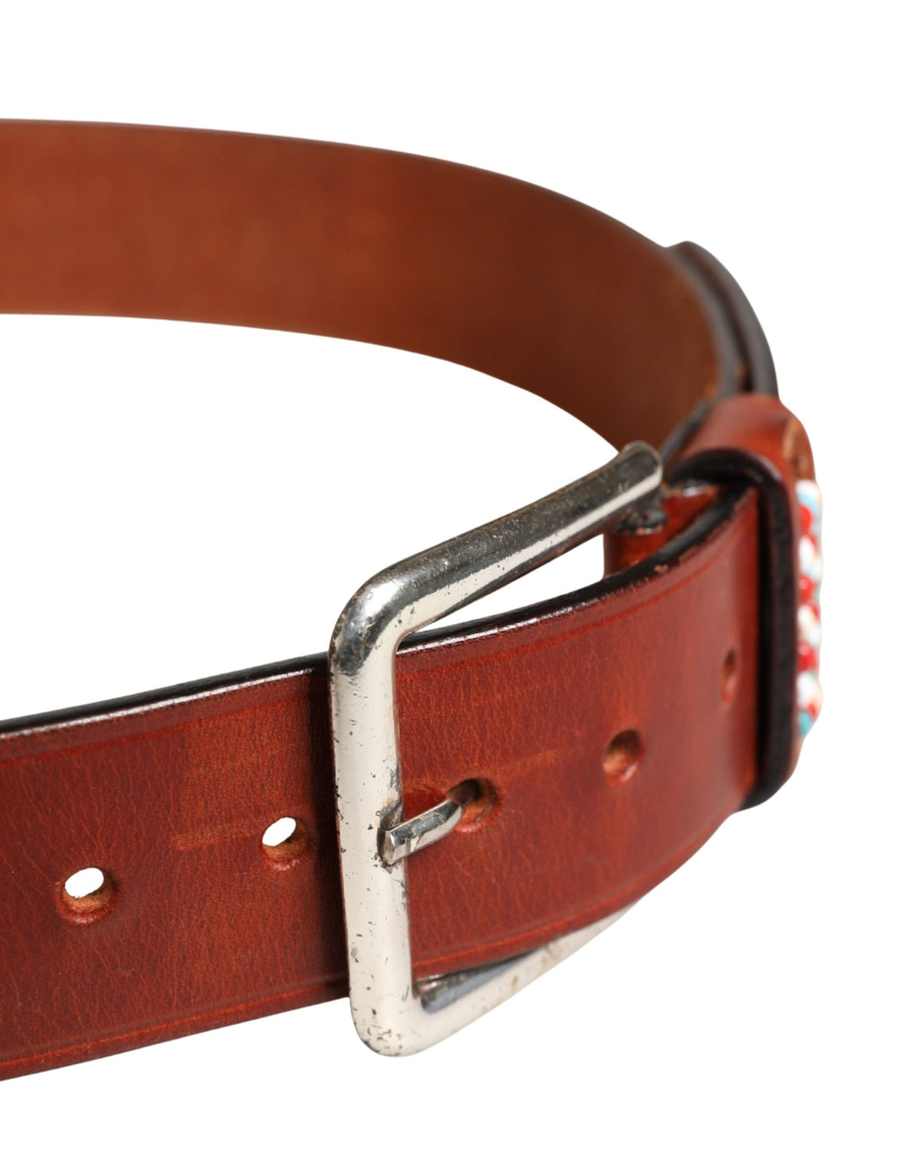 GF Ferre Bordeaux Wide Waist Leather Belt with Gold and Silver Buckle