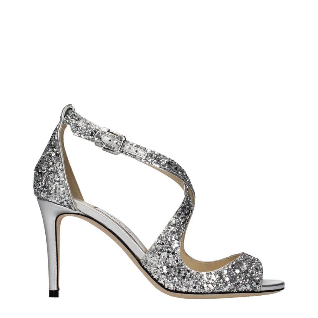 Jimmy Choo Graue Sandalen mit Kunststoffriemen