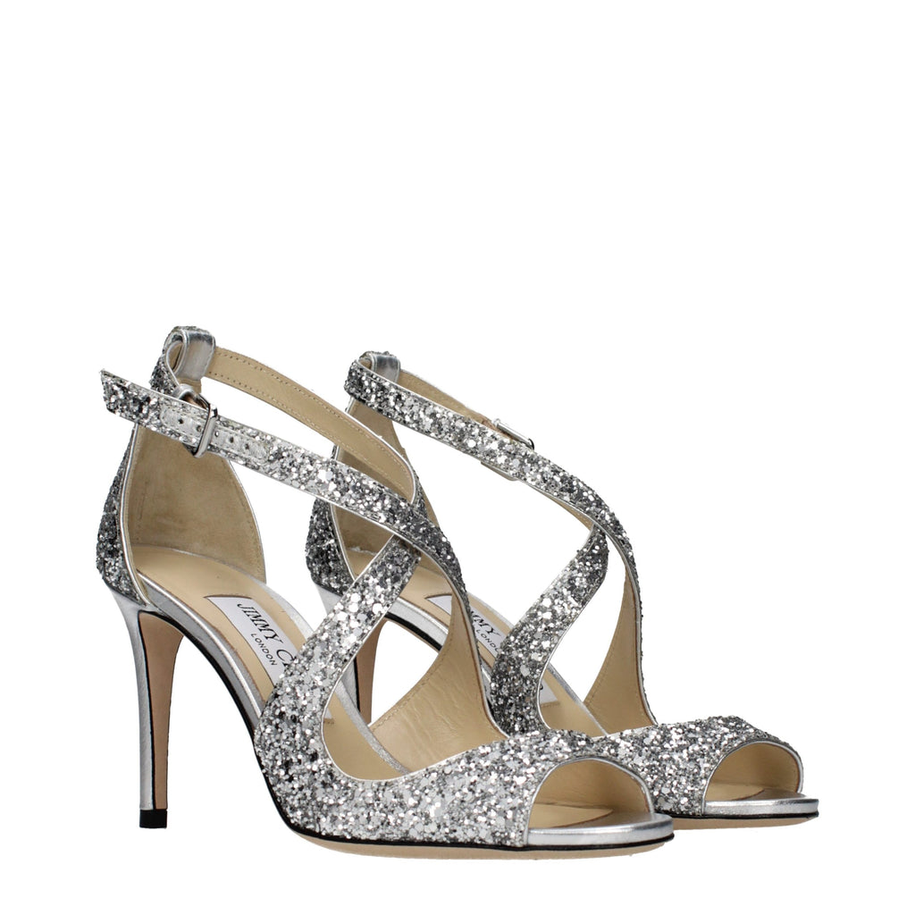 Jimmy Choo Graue Sandalen mit Kunststoffriemen