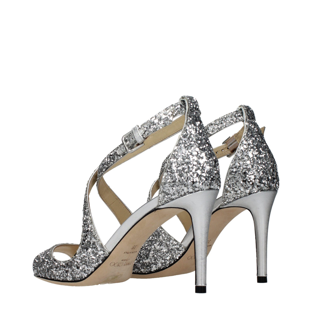 Jimmy Choo Graue Sandalen mit Kunststoffriemen