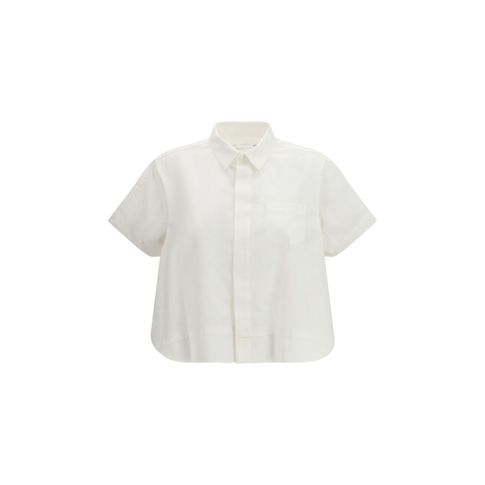 Sacai White Cotton Short Sleeve Shirt