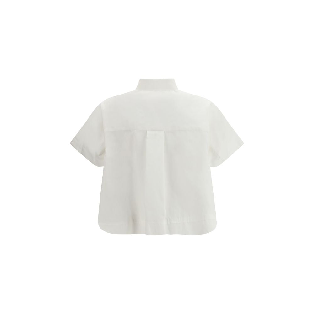 Sacai White Cotton Short Sleeve Shirt