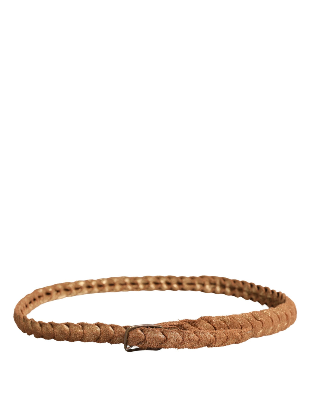 Ermanno Scervino Brown Leather Belt with Braided Metal Clasp