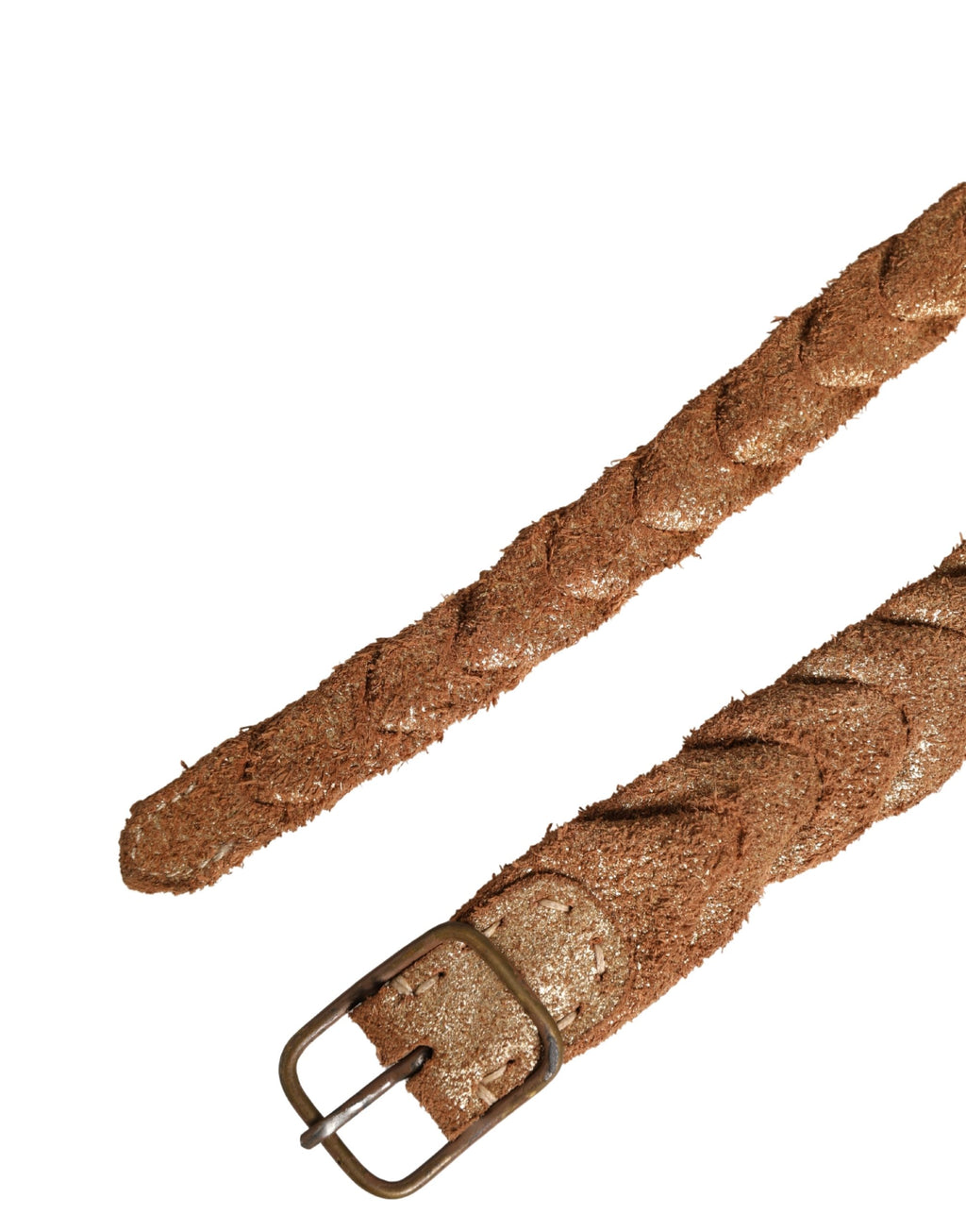 Ermanno Scervino Brown Leather Belt with Braided Metal Clasp