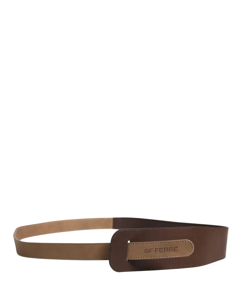 GF Ferre Brauner Gürtel aus echtem Leder mit breiter Logo-Taille für Damen