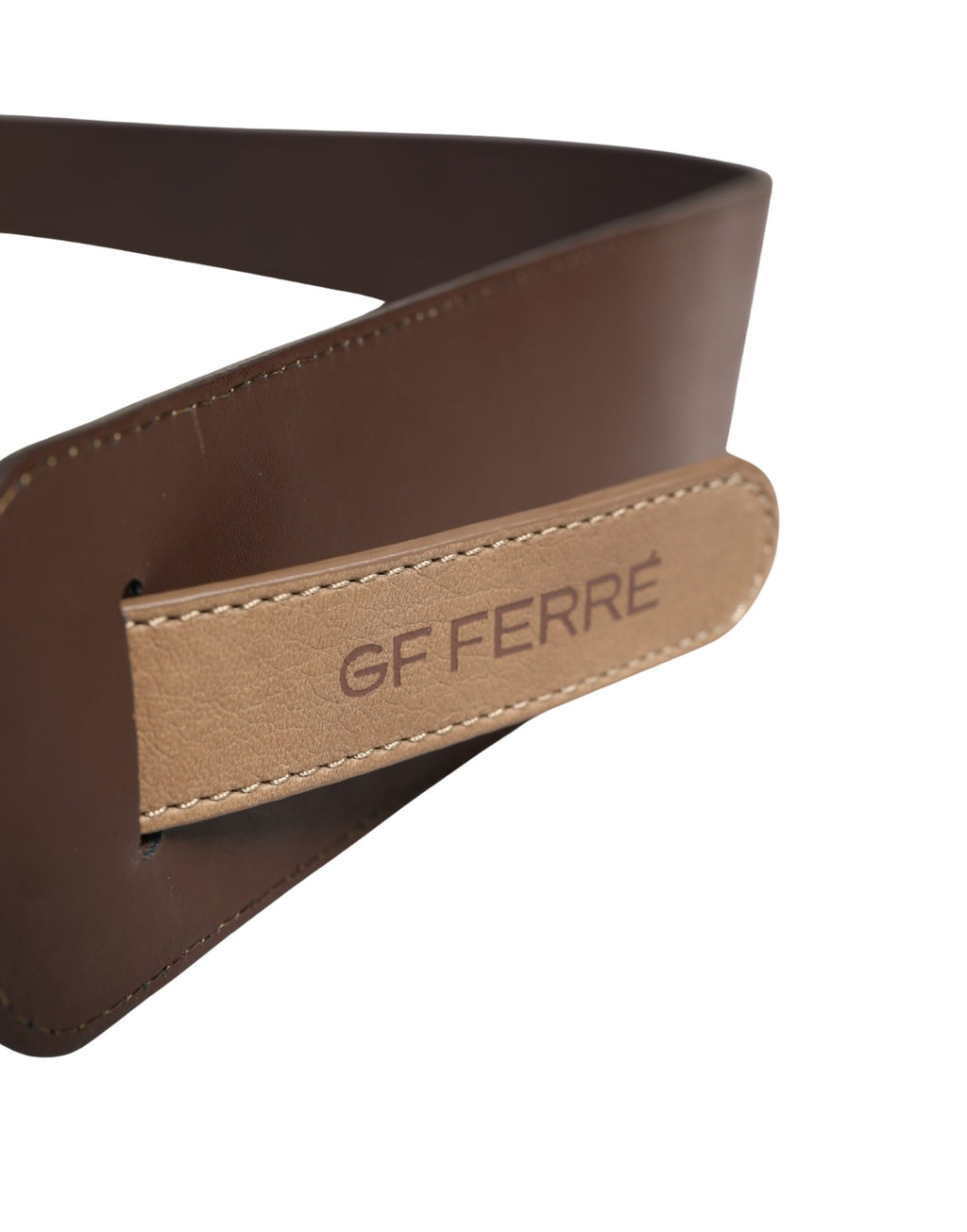 GF Ferre Brauner Gürtel aus echtem Leder mit breiter Logo-Taille für Damen