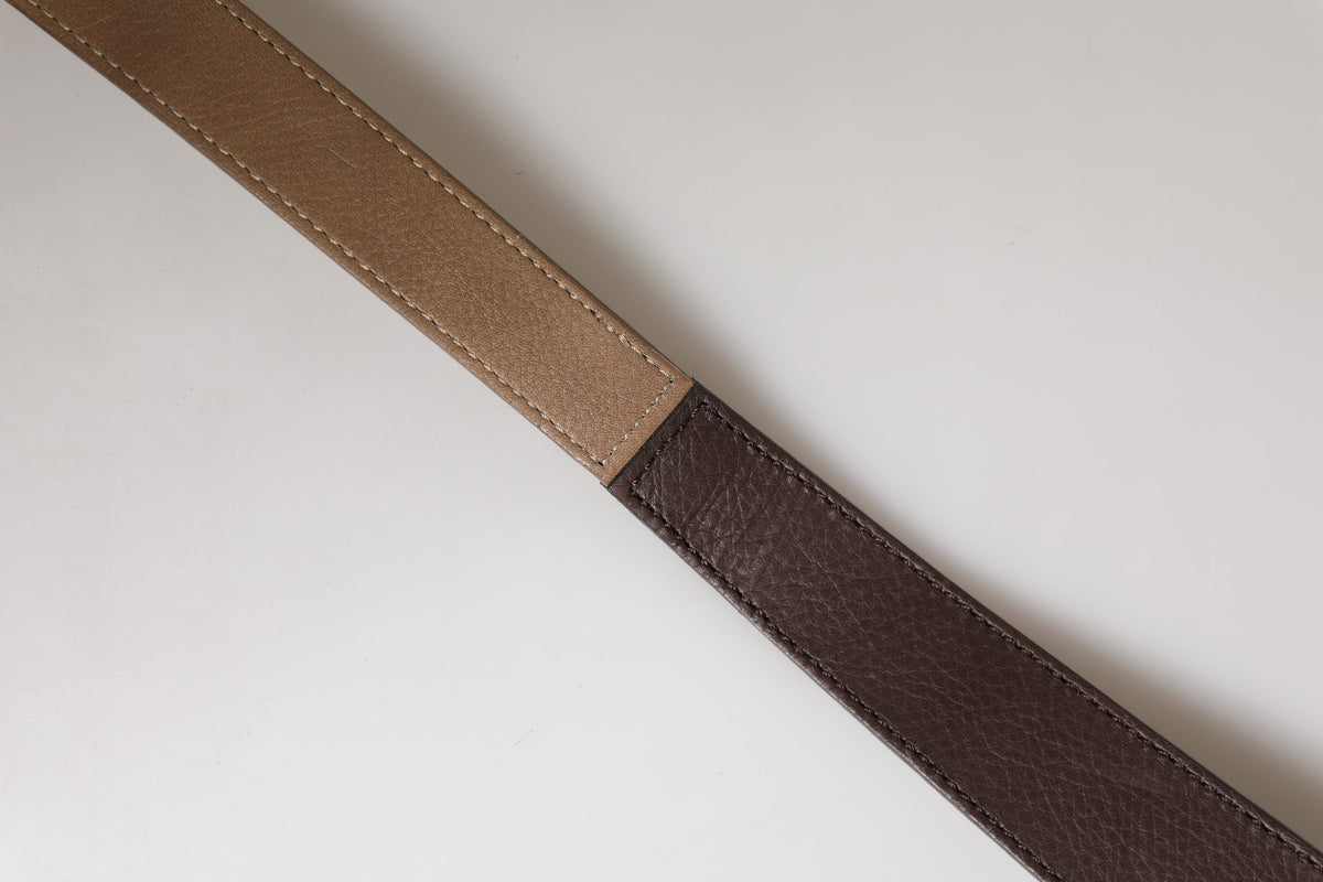 GF Ferre Brauner Gürtel aus echtem Leder mit breiter Logo-Taille für Damen