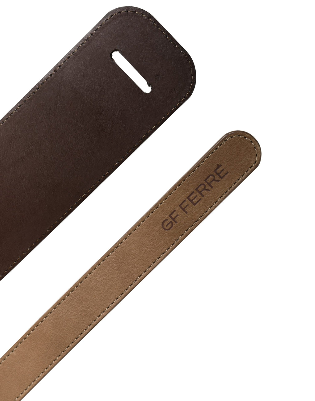 GF Ferre Brauner Gürtel aus echtem Leder mit breiter Logo-Taille für Damen