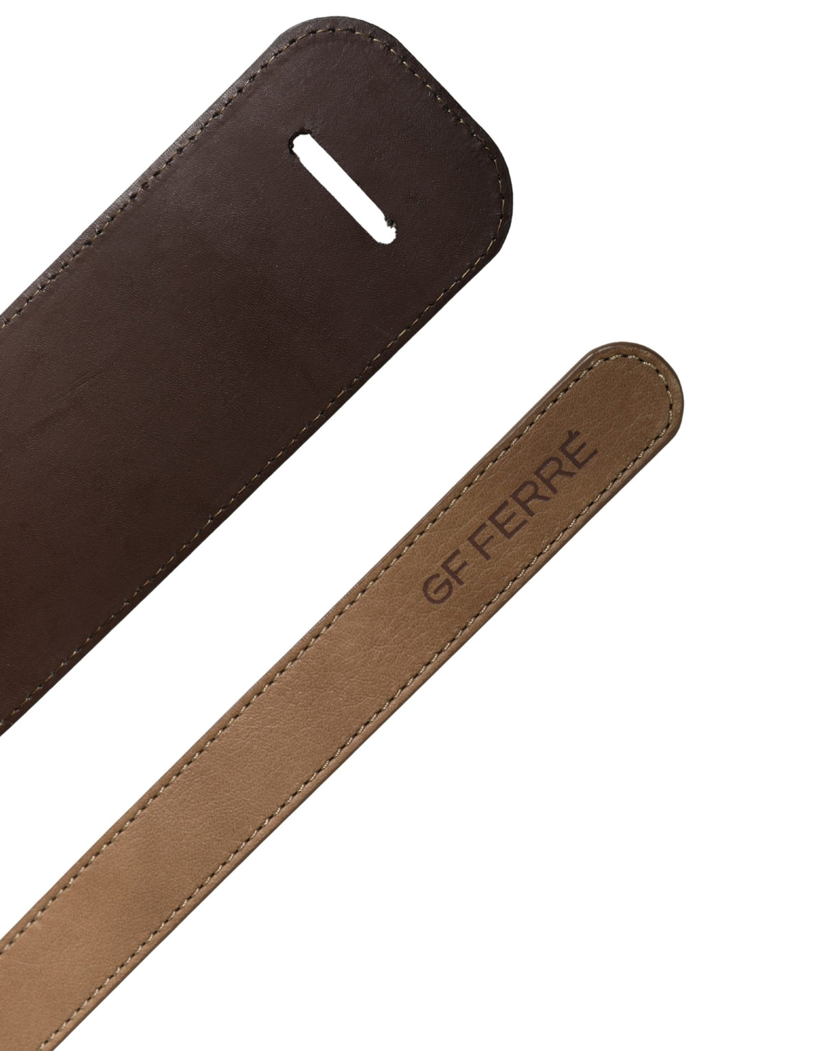 GF Ferre Brauner Gürtel aus echtem Leder mit breiter Logo-Taille für Damen