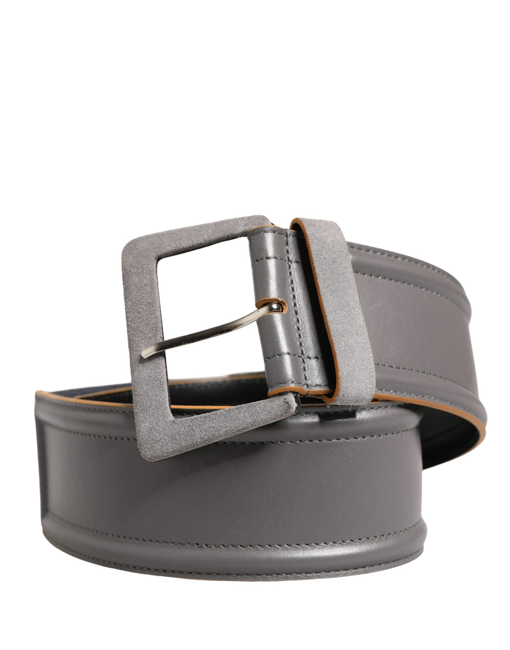 Patrizia Pepe Grey Genuine Leather Belt with Square Silver Buckle