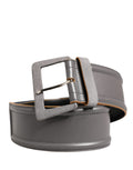 Patrizia Pepe Grey Genuine Leather Belt with Square Silver Buckle