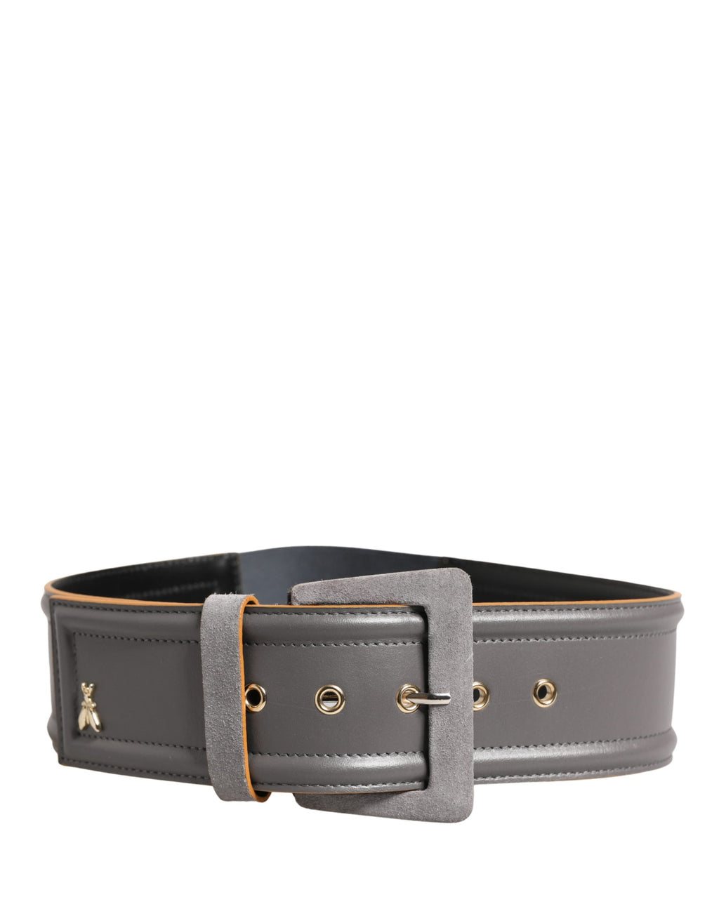Patrizia Pepe Grey Genuine Leather Belt with Square Silver Buckle