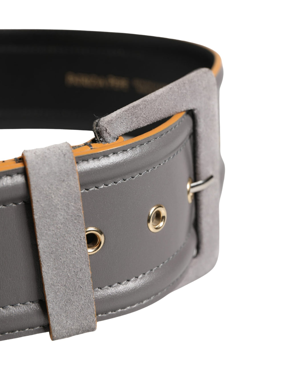 Patrizia Pepe Grey Genuine Leather Belt with Square Silver Buckle