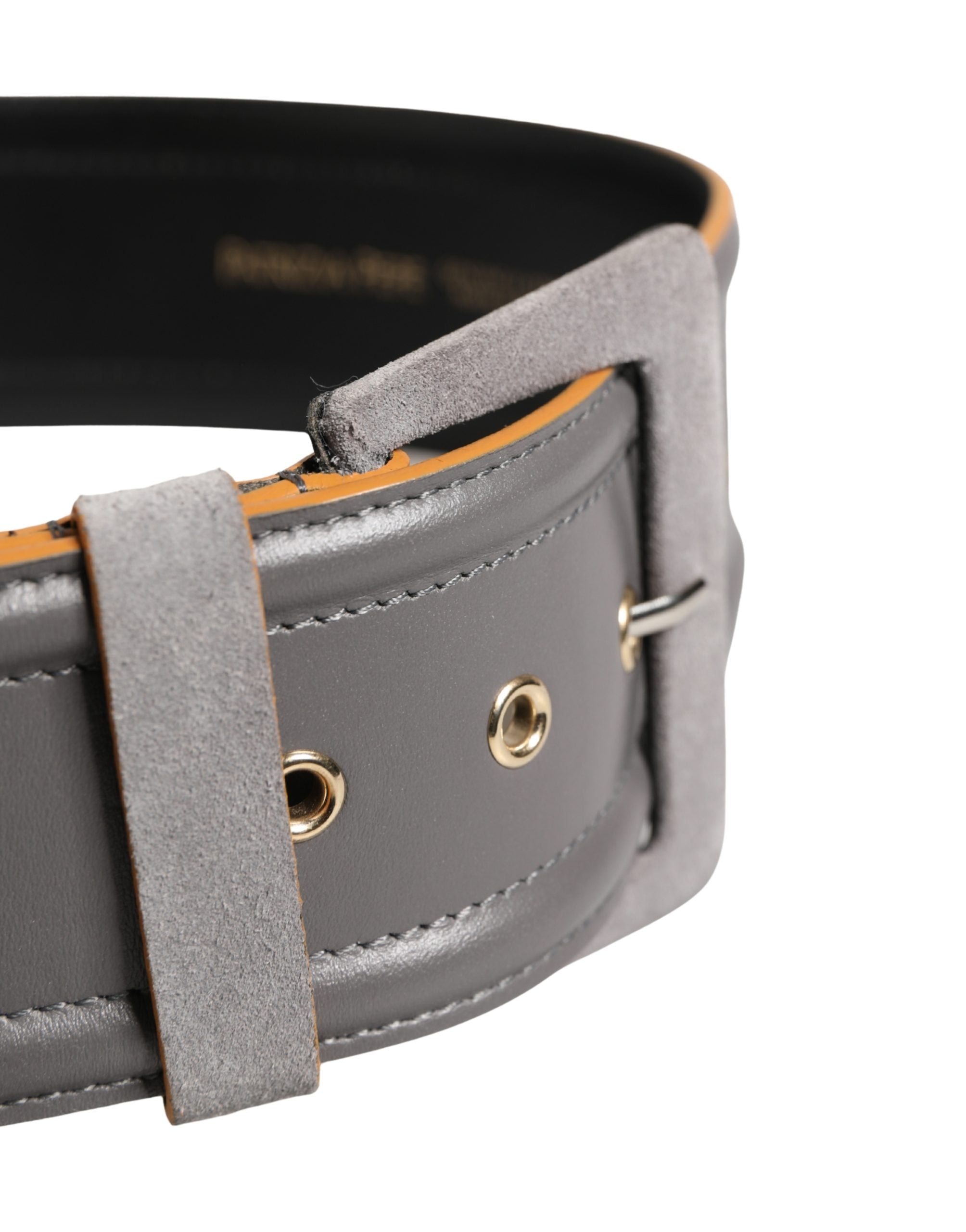 Patrizia Pepe Grey Genuine Leather Belt with Square Silver Buckle