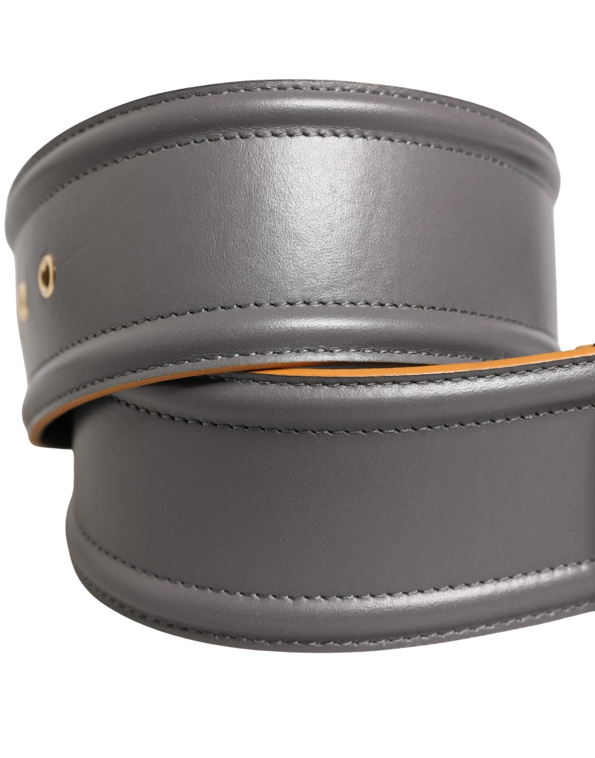 Patrizia Pepe Grey Genuine Leather Belt with Square Silver Buckle