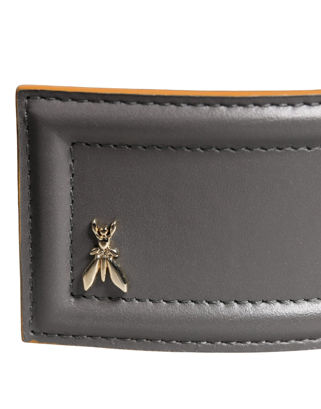 Patrizia Pepe Grey Genuine Leather Belt with Square Silver Buckle