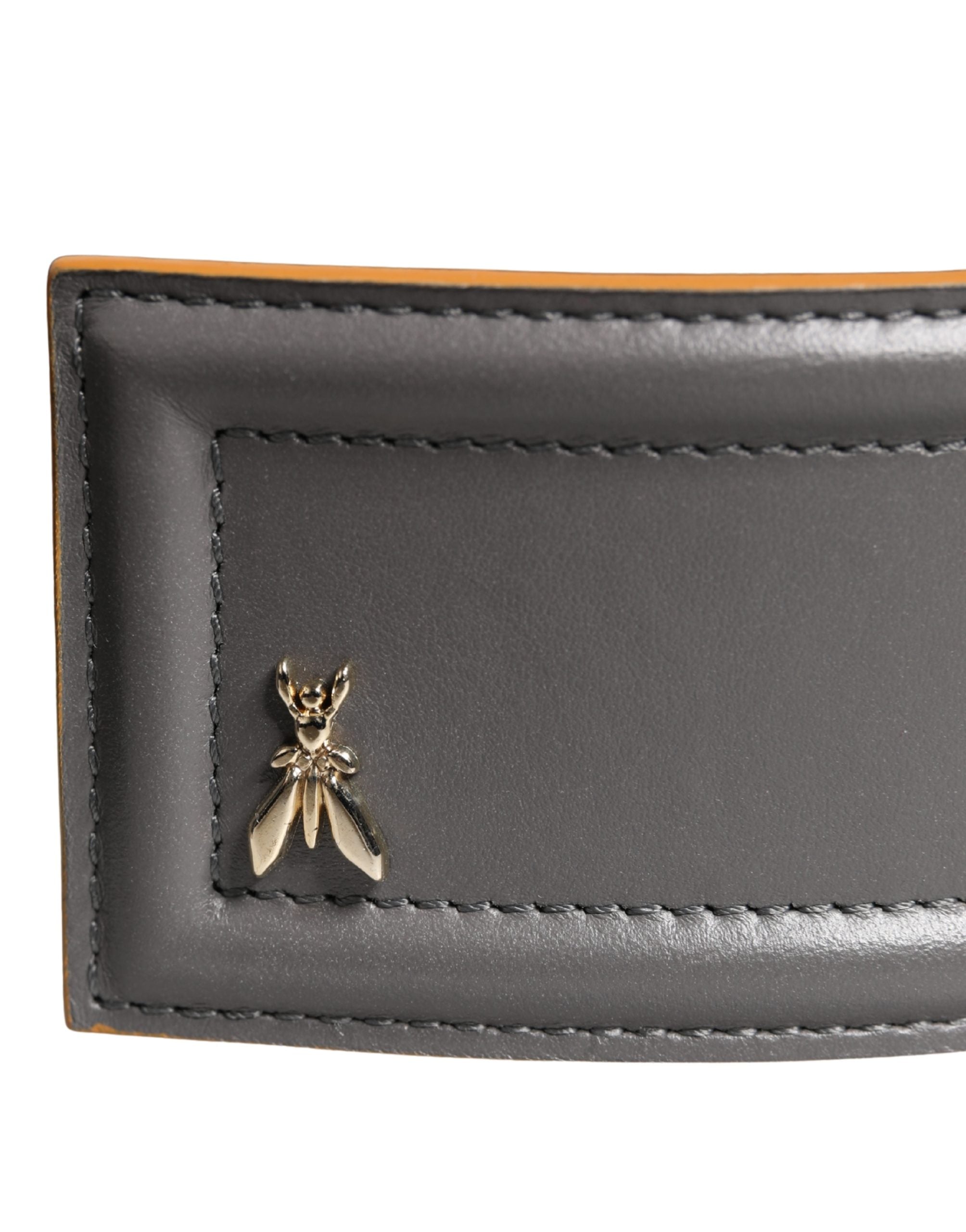 Patrizia Pepe Grey Genuine Leather Belt with Square Silver Buckle