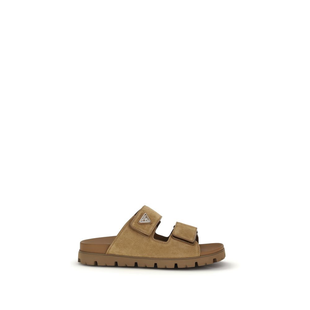 Prada Brown Bos Taurus Calf Leather Strappy Sandals