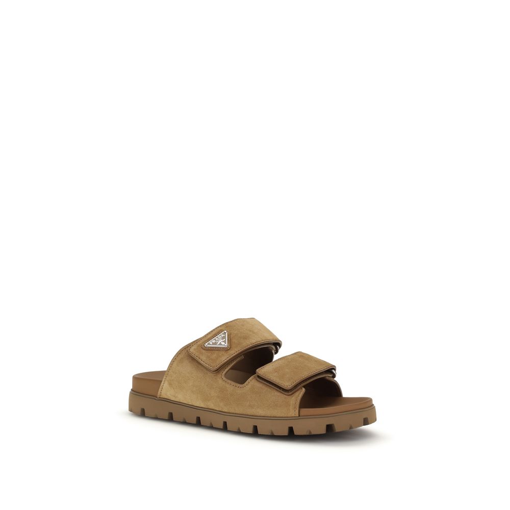 Prada Brown Bos Taurus Calf Leather Strappy Sandals