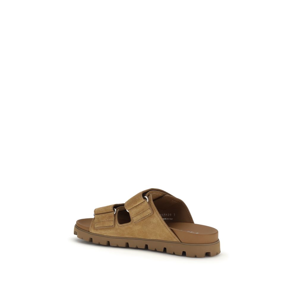 Prada Brown Bos Taurus Calf Leather Strappy Sandals