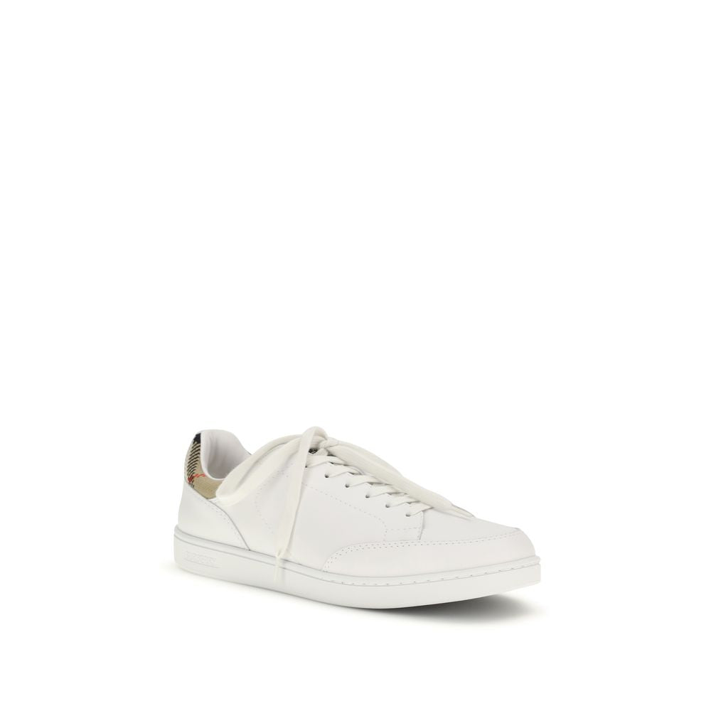 Burberry White Calfskin Bos Taurus Low-Top Sneakers