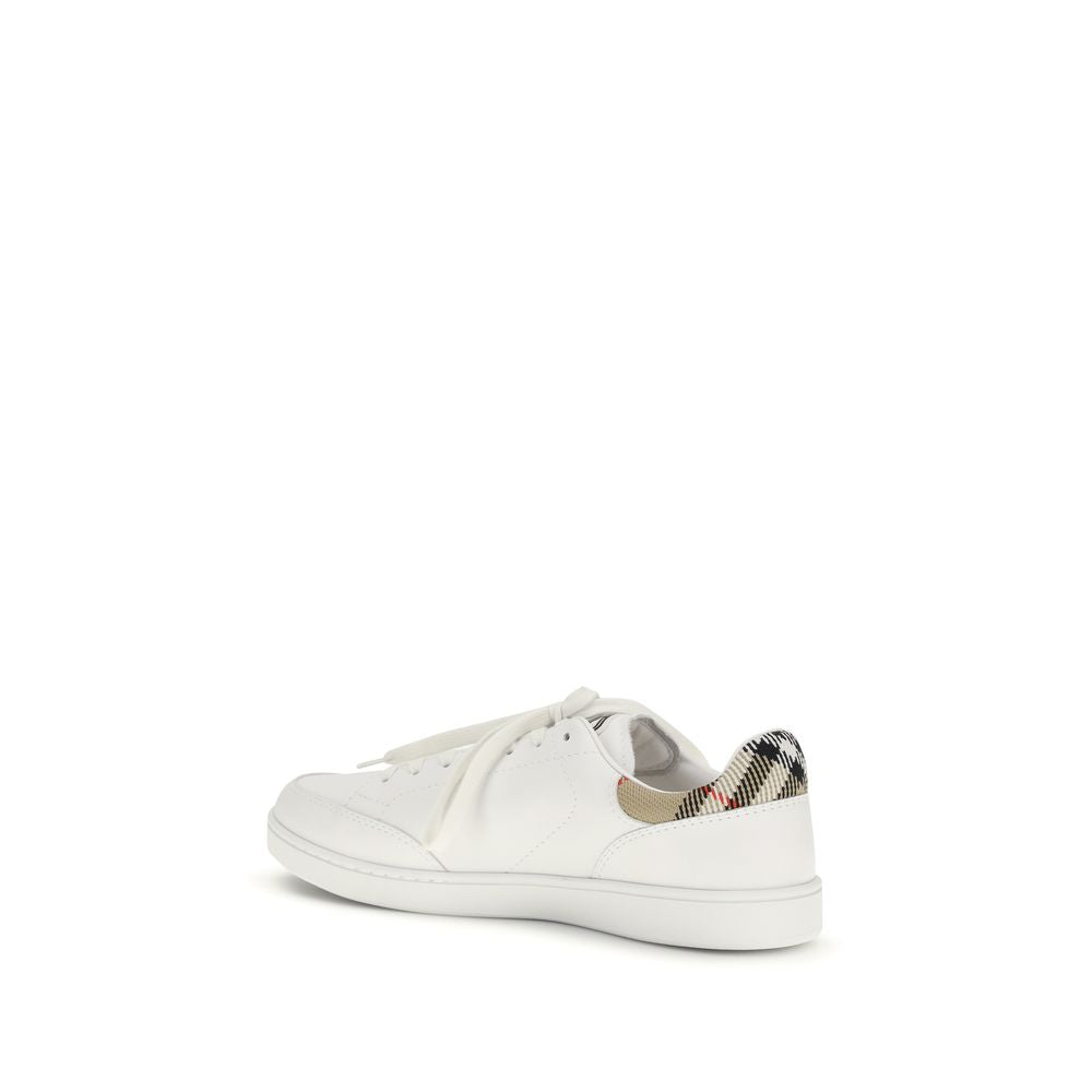 Burberry White Calfskin Bos Taurus Low-Top Sneakers