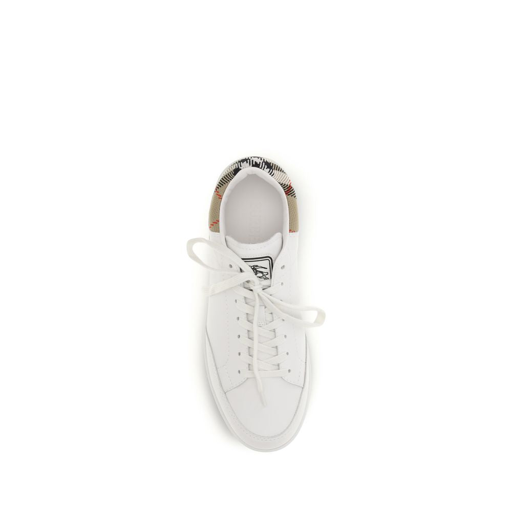 Burberry White Calfskin Bos Taurus Low-Top Sneakers