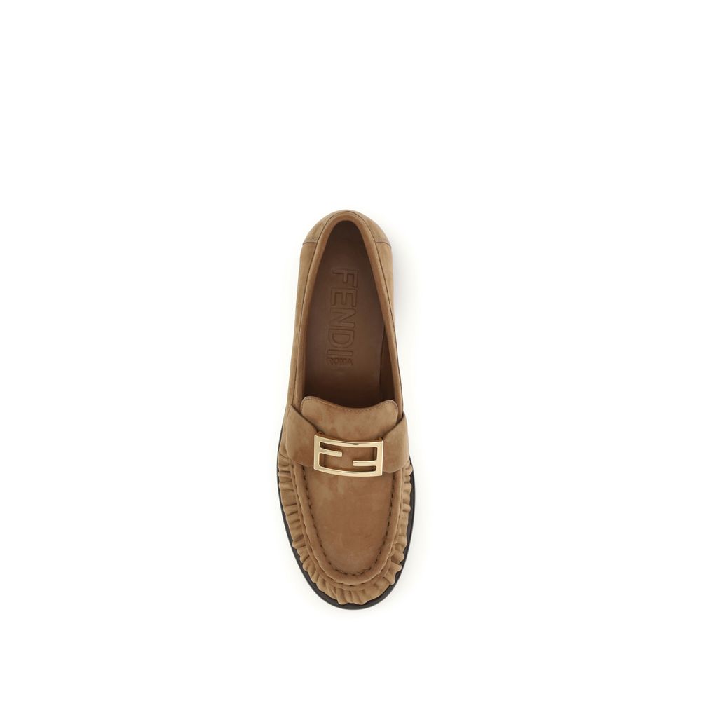 Fendi Brown Calf Leather Bos Taurus Slipper Loafers