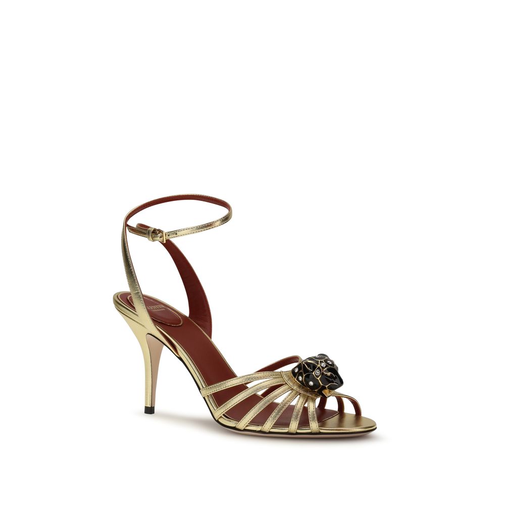 Valentino Garavani Gold Bos Taurus Calfskin Stiletto Sandal