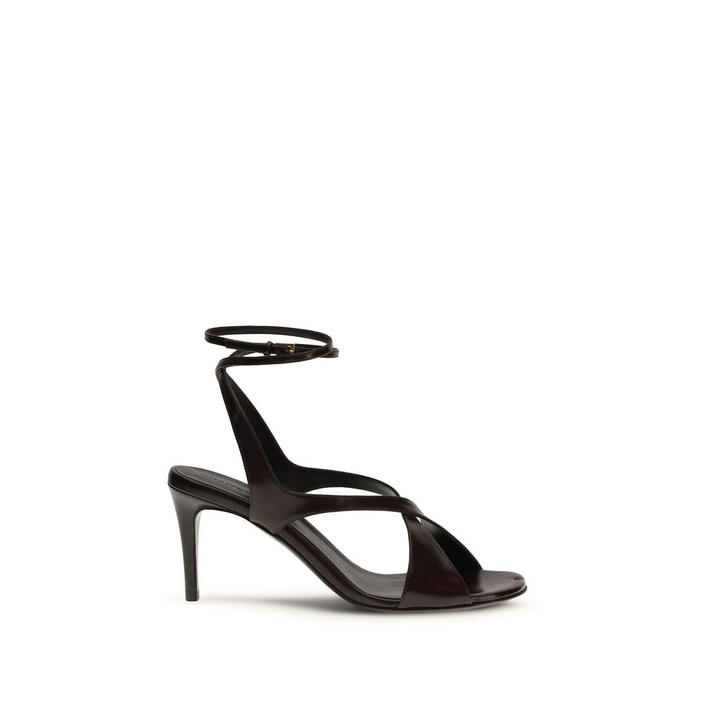 Khaite Black Bos Taurus Calfskin Strappy Sandals