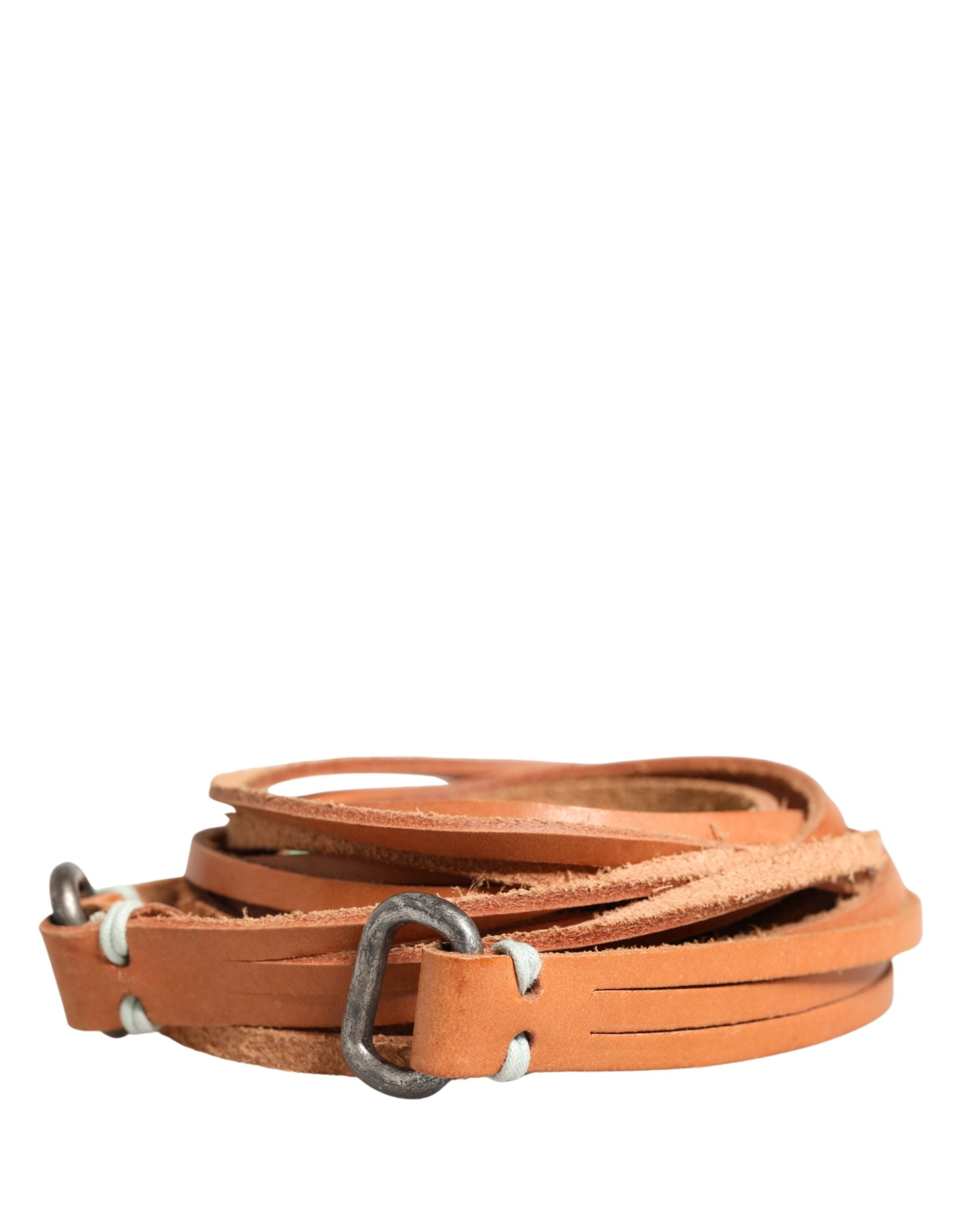 Scervino Street Brown Leather Belt with Silver-Colored Buckle
