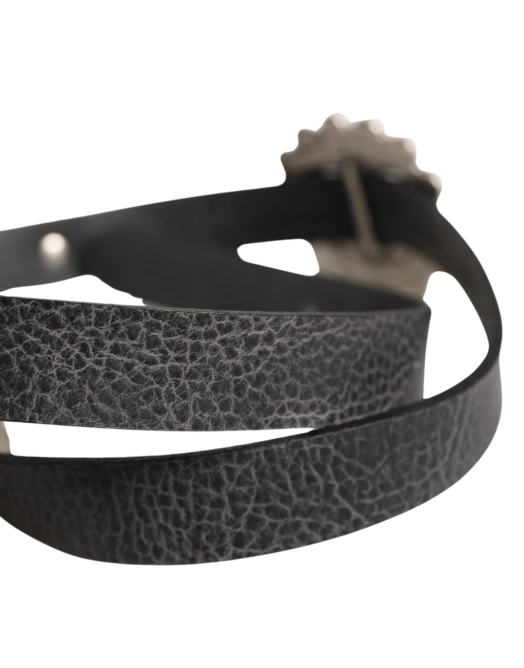 Cavalli Class Black Leather Belt with Turquoise Oval Buckle