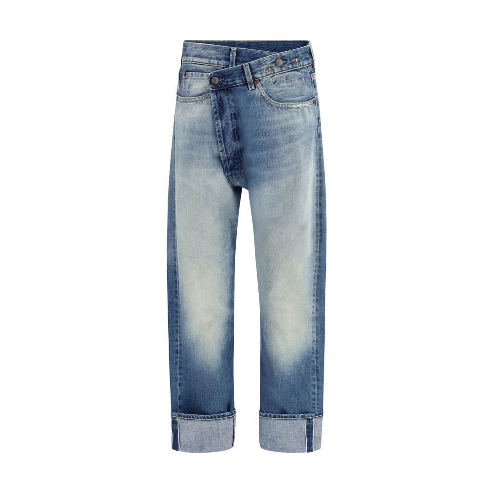 R13 Blue straight-leg cotton jeans