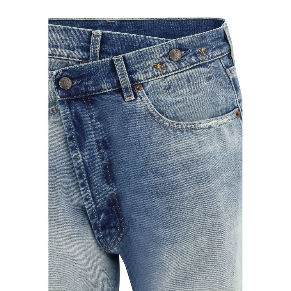 R13 Blue straight-leg cotton jeans