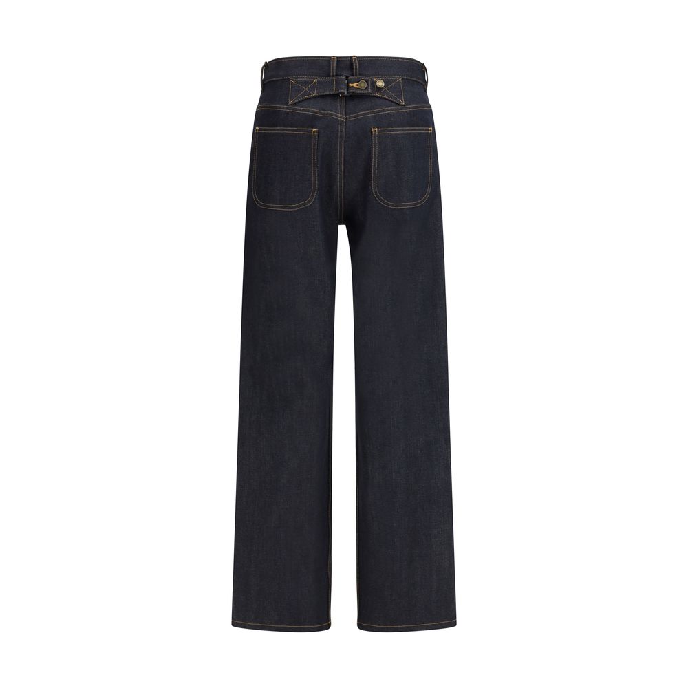 Thom Browne blue straight-cut cotton jeans