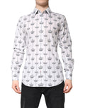 Dolce & Gabbana White GOLD Crown Cotton Dress Shirt