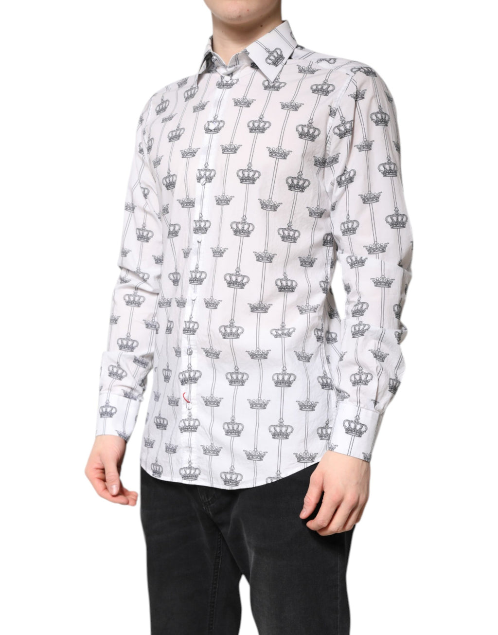 Dolce & Gabbana White GOLD Crown Cotton Dress Shirt