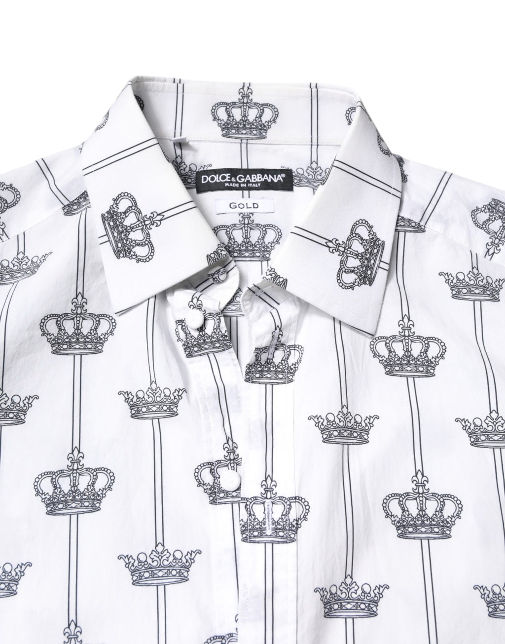 Dolce & Gabbana White GOLD Crown Cotton Dress Shirt