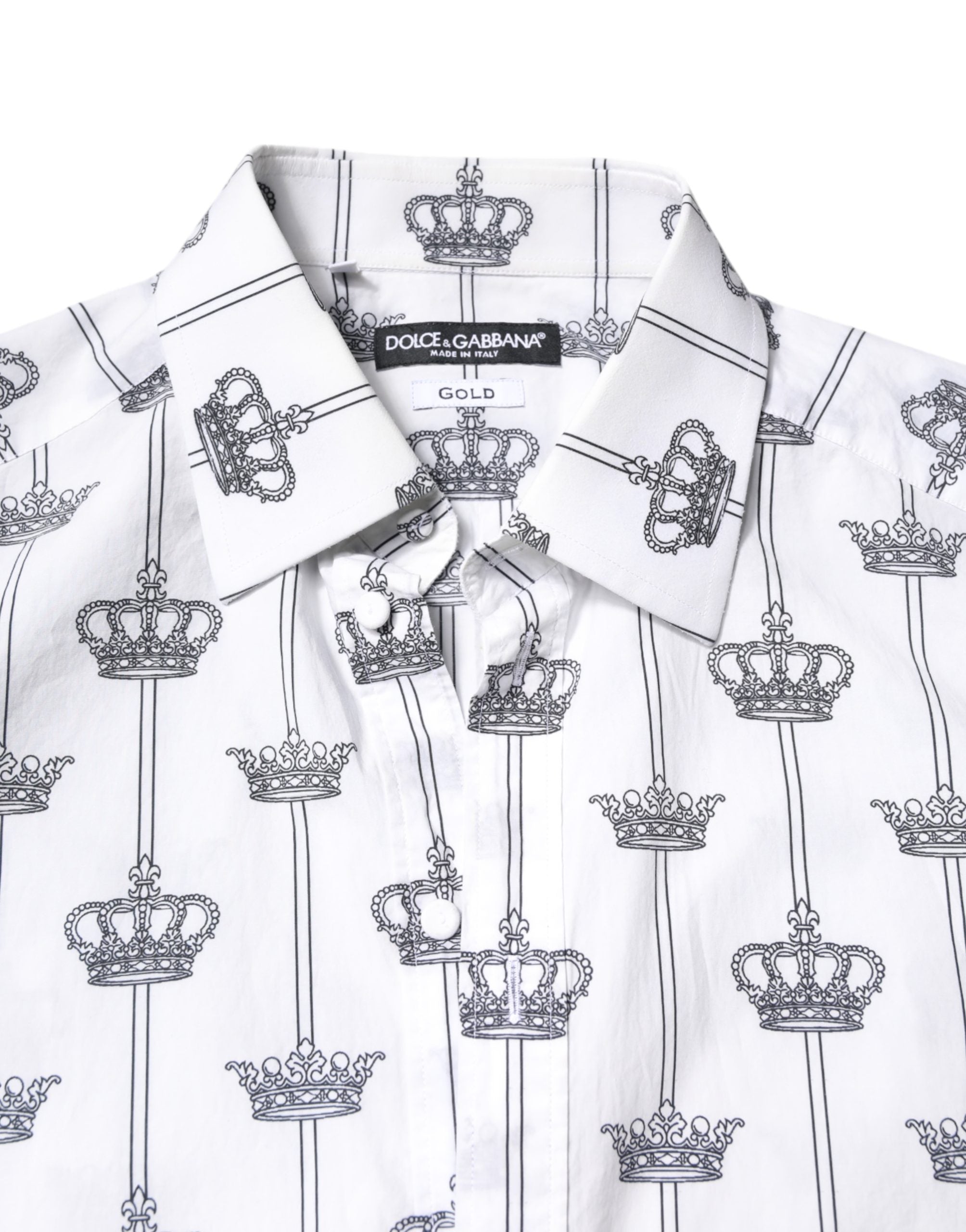 Dolce & Gabbana White GOLD Crown Cotton Dress Shirt