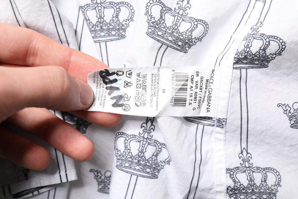 Dolce & Gabbana White GOLD Crown Cotton Dress Shirt