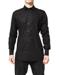 Dolce & Gabbana Black GOLD Cotton Collared Shirt for Formal Occasions