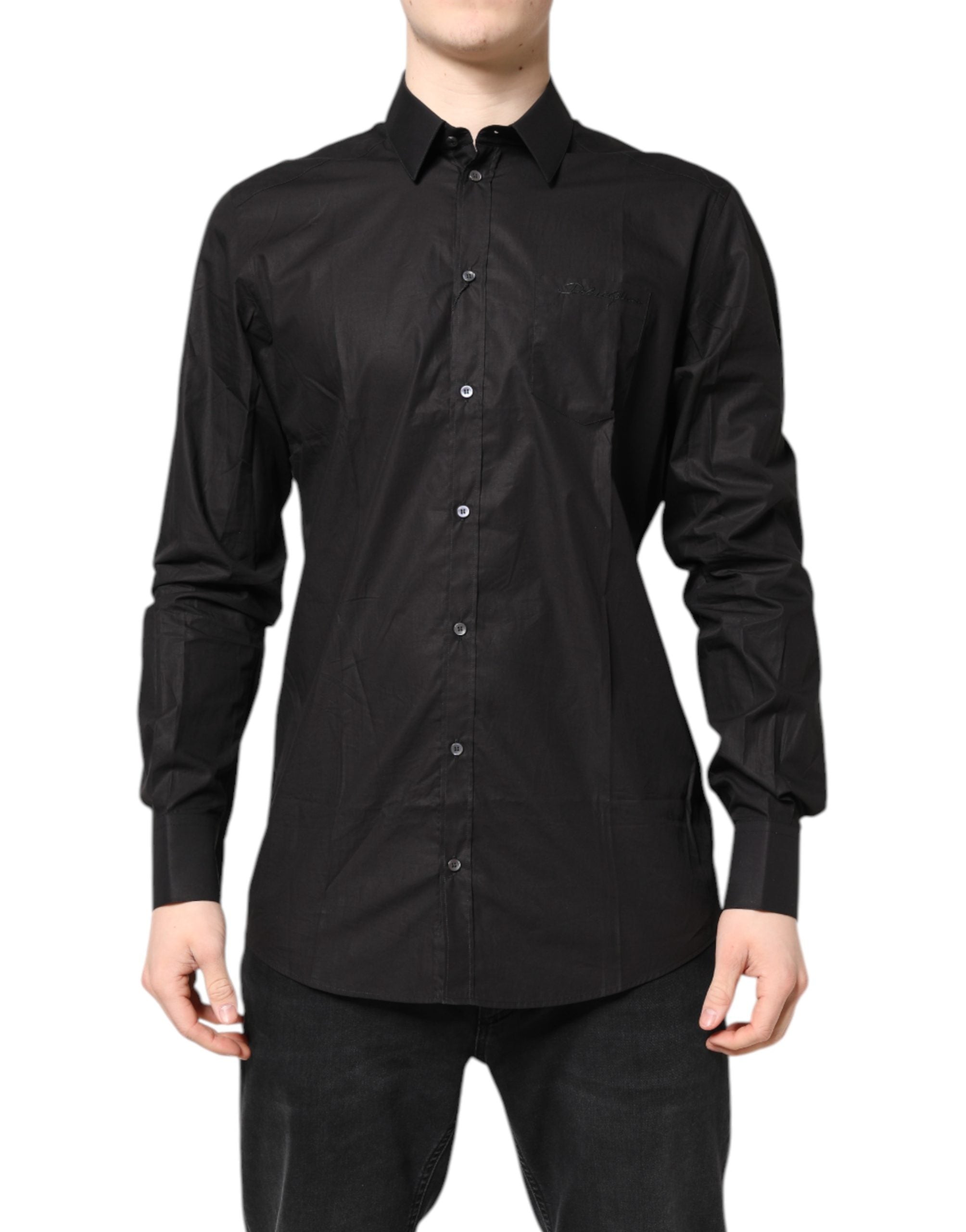 Dolce & Gabbana Black GOLD Cotton Collared Shirt for Formal Occasions
