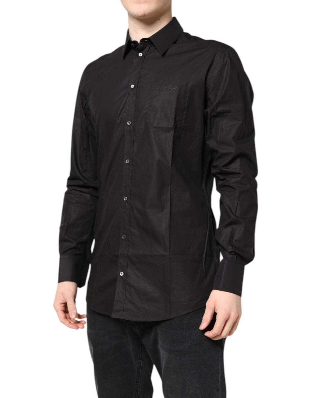 Dolce & Gabbana Black GOLD Cotton Collared Shirt for Formal Occasions